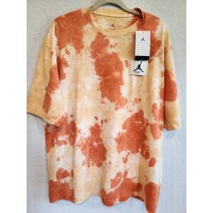 Nike Jordan Flight Oversized T-Shirt Men’s M Orange Cream Tie-Dye Jumpman NWT